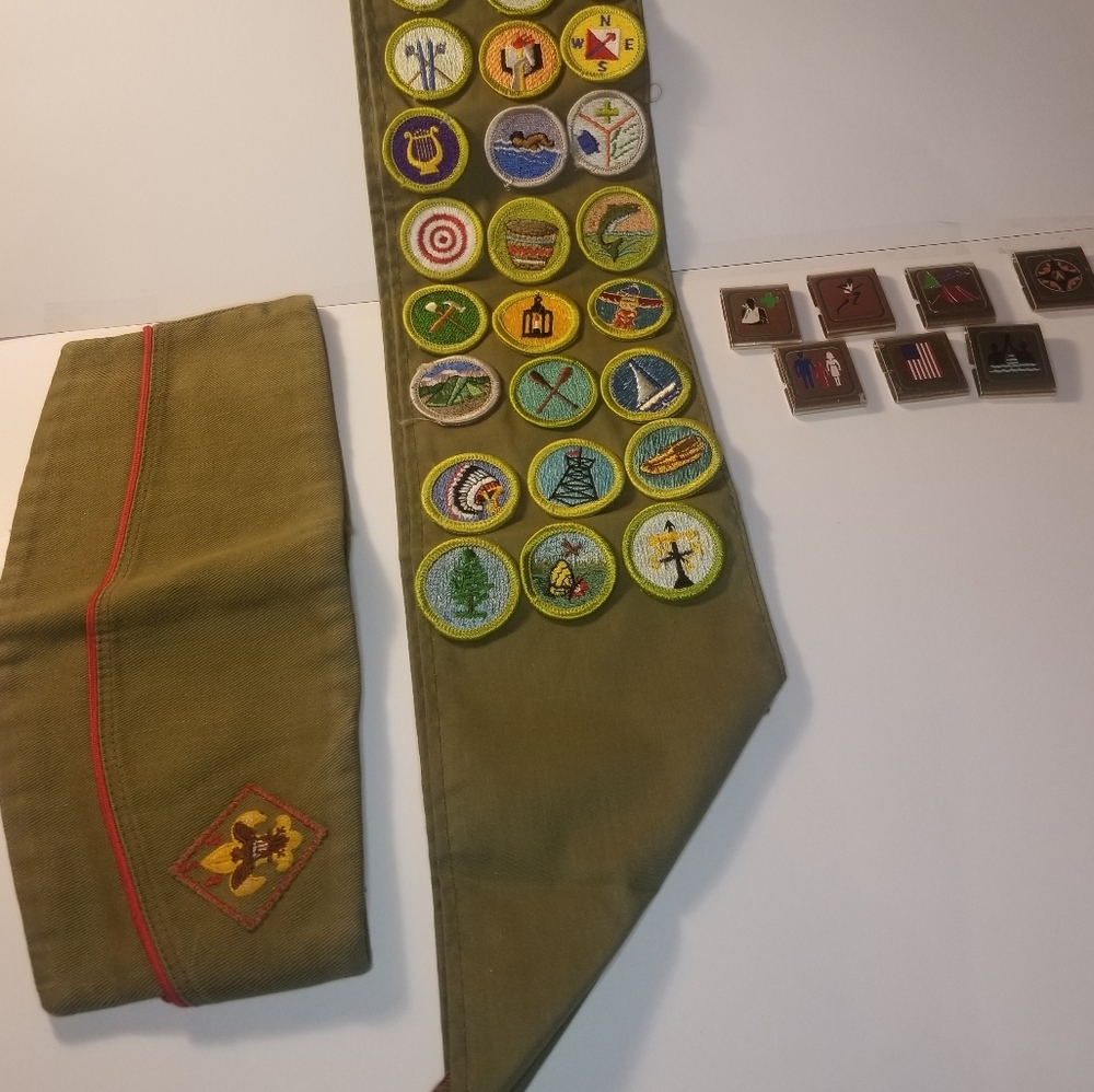 Boyscouts of America Vintage Merits & Hat